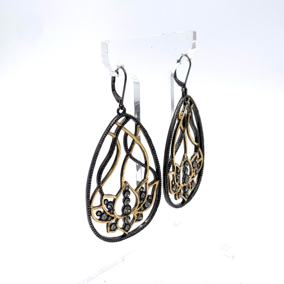 VT Luxe Open Work Lotus Flower Drop Earrings NWOT - Picture 7 of 13